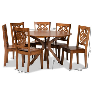 Baxton Studio Baxton Studio Liese 7-Piece Dining Set - Modern Walnut Brown Wood Table & Chairs for Stylish Dining Liese-Walnut-7PC Dining Set