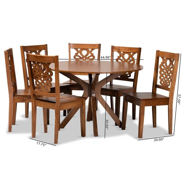 Baxton Studio Baxton Studio Liese 7-Piece Dining Set - Modern Walnut Brown Wood Table & Chairs for Stylish Dining Liese-Walnut-7PC Dining Set