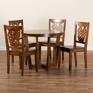 Baxton Studio Baxton Studio Salida 5-Piece Dining Set - Modern Walnut Brown Table & Chic Geometric Chairs for Comfort Salida-Walnut-5PC Dining Set