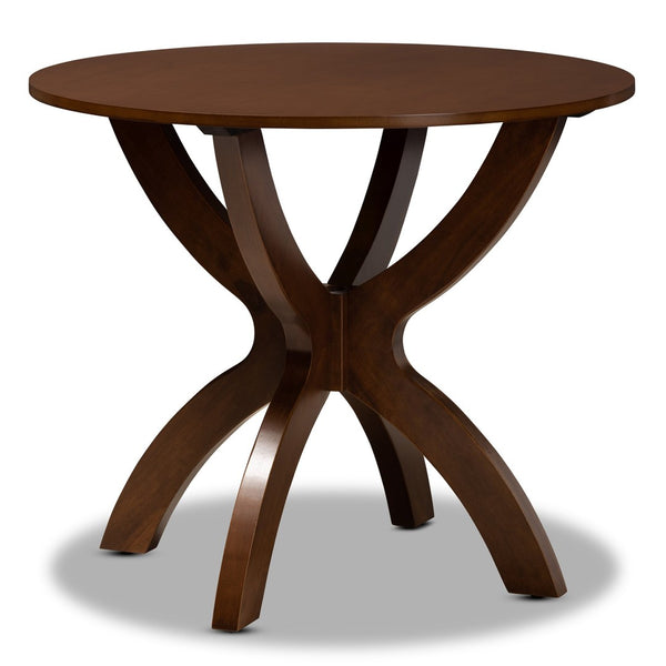 Baxton Studio Baxton Studio Wanda 5-Piece Dining Set - Modern Walnut Brown Round Table & Scoop Chairs for Small Spaces Wanda-Walnut-5PC Dining Set