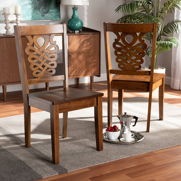 Baxton Studio Baxton Studio Gervais Modern Walnut Brown Dining Chairs Set - Stylish Comfort & Unique Design! RH339C-Walnut Wood Scoop Seat-DC-2PK
