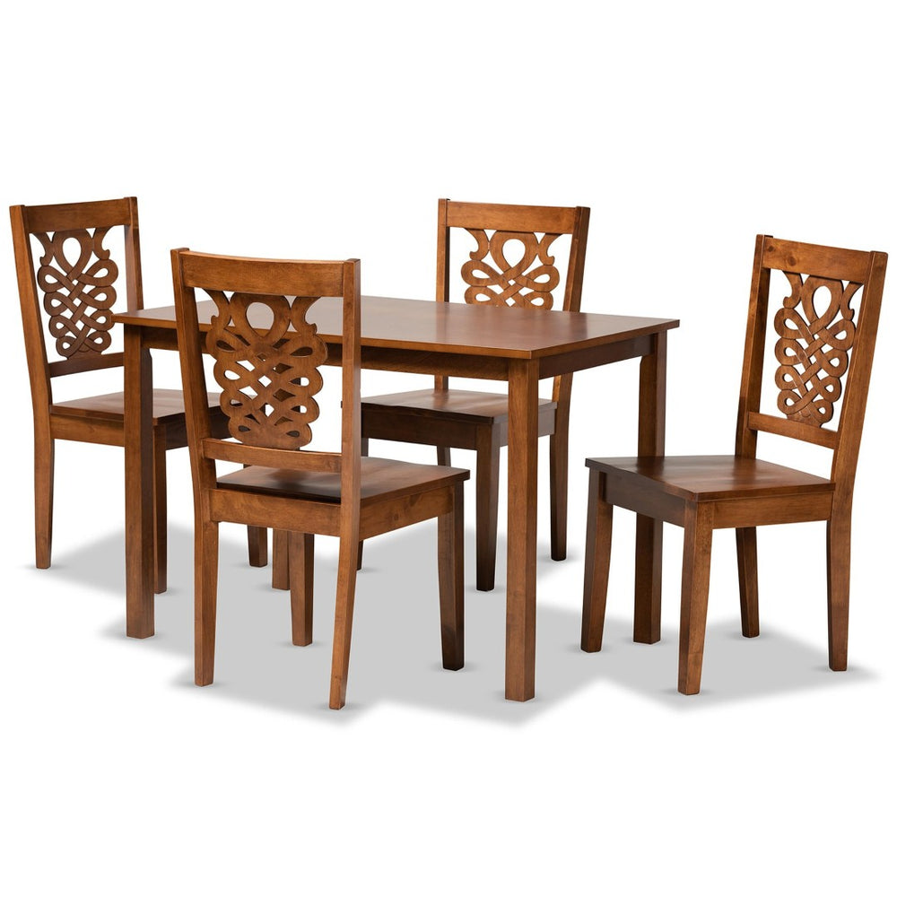 Baxton Studio Baxton Studio Luisa 5-Piece Dining Set - Modern Walnut Brown Table & Chairs for Stylish Dining Luisa-Walnut-5PC Dining Set