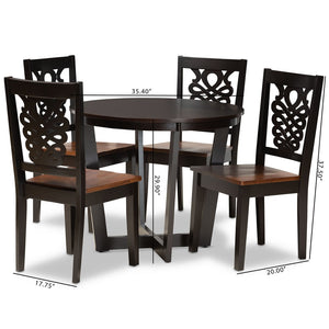 Baxton Studio Baxton Studio Salida 5-Piece Modern Two-Tone Dining Set with Sculpted Chairs for Stylish Comfort Salida-Dark Brown/Walnut-5PC Dining Set