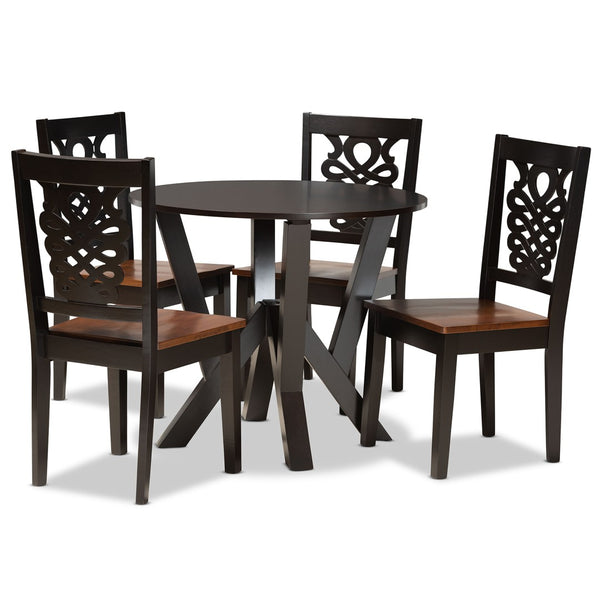 Baxton Studio Baxton Studio Valda 5-Piece Dining Set - Modern Two-Tone Wood Table & Chairs for Stylish Dining Valda-Dark Brown/Walnut-5PC Dining Set