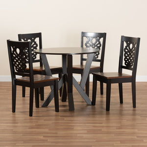 Baxton Studio Baxton Studio Valda 5-Piece Dining Set - Modern Two-Tone Wood Table & Chairs for Stylish Dining Valda-Dark Brown/Walnut-5PC Dining Set