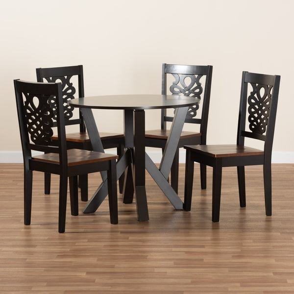 Baxton Studio Baxton Studio Valda 5-Piece Dining Set - Modern Two-Tone Wood Table & Chairs for Stylish Dining Valda-Dark Brown/Walnut-5PC Dining Set