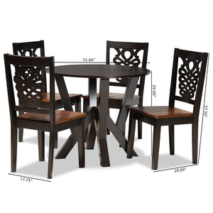 Baxton Studio Baxton Studio Valda 5-Piece Dining Set - Modern Two-Tone Wood Table & Chairs for Stylish Dining Valda-Dark Brown/Walnut-5PC Dining Set