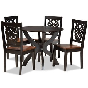 Baxton Studio Baxton Studio Wanda 5-Piece Dining Set - Modern Two-Tone Wood Table & Chairs for Cozy Spaces Wanda-Dark Brown/Walnut-5PC Dining Set
