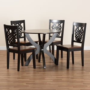 Baxton Studio Baxton Studio Wanda 5-Piece Dining Set - Modern Two-Tone Wood Table & Chairs for Cozy Spaces Wanda-Dark Brown/Walnut-5PC Dining Set