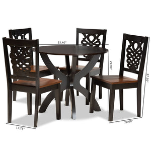 Baxton Studio Baxton Studio Wanda 5-Piece Dining Set - Modern Two-Tone Wood Table & Chairs for Cozy Spaces Wanda-Dark Brown/Walnut-5PC Dining Set