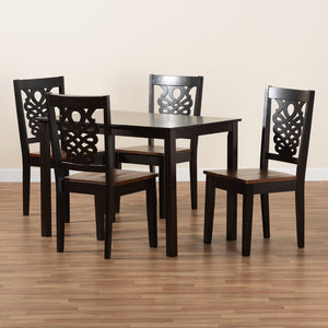 Baxton Studio Baxton Studio Modern Two-Tone 7-Piece Dining Set with Rectangular Table & Sculpted Chairs for Comfort Luisa 5-Piece Luisa-Dark Brown/Walnut-5PC Dining Set