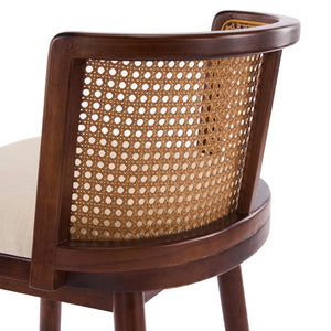 English Elm Talia Rubberwood Counter Stools with Rattan Back Cushioned Seat Scandinavian Set of 2 N775P369555D-S4