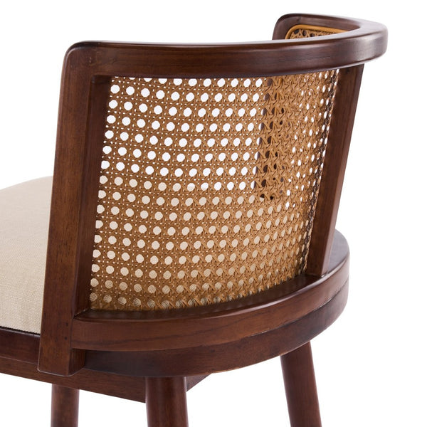 English Elm Talia Rubberwood Counter Stools with Rattan Back Cushioned Seat Scandinavian Set of 2 N775P369555D-S4