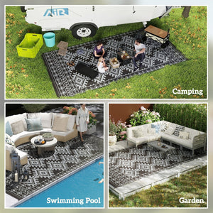 English Elm Portable Reversible Polypropylene Outdoor Rug Geometric Patio Camping Uv Resistant T3971P421543