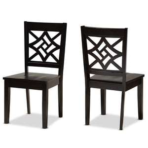 Baxton Studio Baxton Studio Nicolette Modern 2-Piece Dining Chair Set with Geometric Cut-Out Back for Comfort Dark RH340C-Dark Brown Wood Scoop Seat-DC-2PK