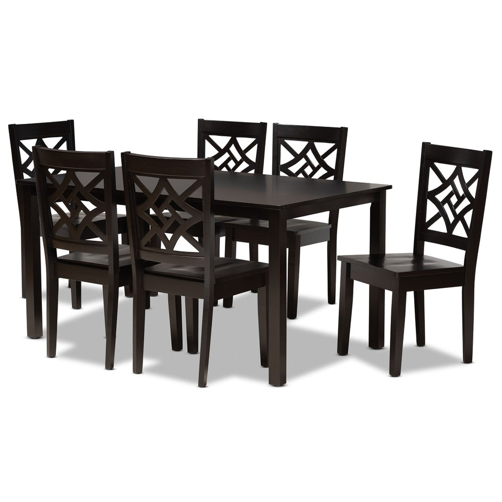 Baxton Studio Baxton Studio Modern 7-Piece Dining Set with Dark Brown Finish for Stylish and Comfortable Meals Nicolette Dark RH340C-Dark Brown-7PC Dining Set