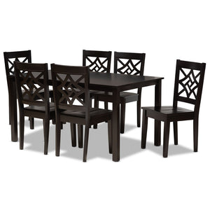 Baxton Studio Baxton Studio Modern 7-Piece Dining Set with Dark Brown Finish for Stylish and Comfortable Meals Nicolette Dark RH340C-Dark Brown-7PC Dining Set