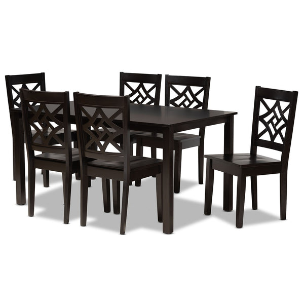 Baxton Studio Baxton Studio Modern 7-Piece Dining Set with Dark Brown Finish for Stylish and Comfortable Meals Nicolette Dark RH340C-Dark Brown-7PC Dining Set
