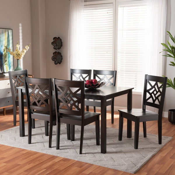 Baxton Studio Baxton Studio Modern 7-Piece Dining Set with Dark Brown Finish for Stylish and Comfortable Meals Nicolette Dark RH340C-Dark Brown-7PC Dining Set