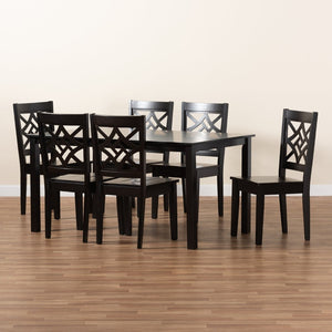Baxton Studio Baxton Studio Modern 7-Piece Dining Set with Dark Brown Finish for Stylish and Comfortable Meals Nicolette Dark RH340C-Dark Brown-7PC Dining Set