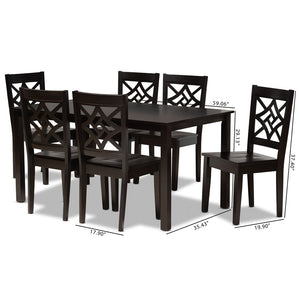 Baxton Studio Baxton Studio Modern 7-Piece Dining Set with Dark Brown Finish for Stylish and Comfortable Meals Nicolette Dark RH340C-Dark Brown-7PC Dining Set