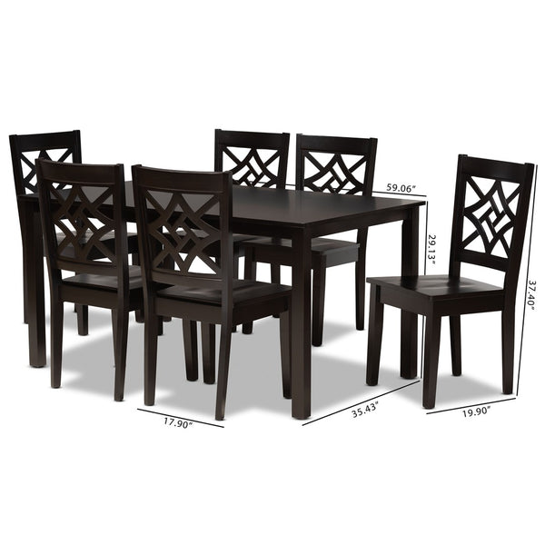 Baxton Studio Baxton Studio Modern 7-Piece Dining Set with Dark Brown Finish for Stylish and Comfortable Meals Nicolette Dark RH340C-Dark Brown-7PC Dining Set