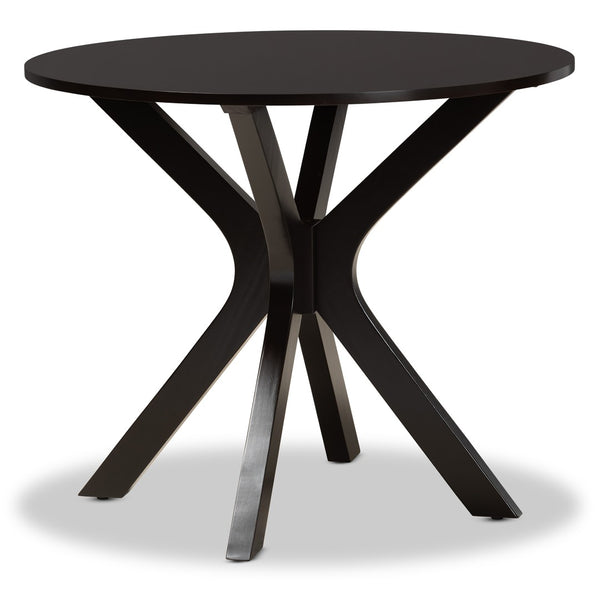 Baxton Studio Baxton Studio Modern 5-Piece Dining Set with Circular Table and Geometric Cut-Out Chairs for Comfort Miela Dark 5-Piece Miela-Dark Brown-5PC Dining Set