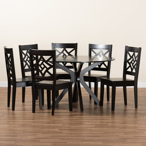 Baxton Studio Baxton Studio Miela 7-Piece Modern Dining Set - Dark Brown Wood Table & Ergonomic Chairs for Style Miela-Dark Brown-7PC Dining Set