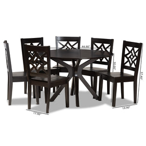 Baxton Studio Baxton Studio Miela 7-Piece Modern Dining Set - Dark Brown Wood Table & Ergonomic Chairs for Style Miela-Dark Brown-7PC Dining Set