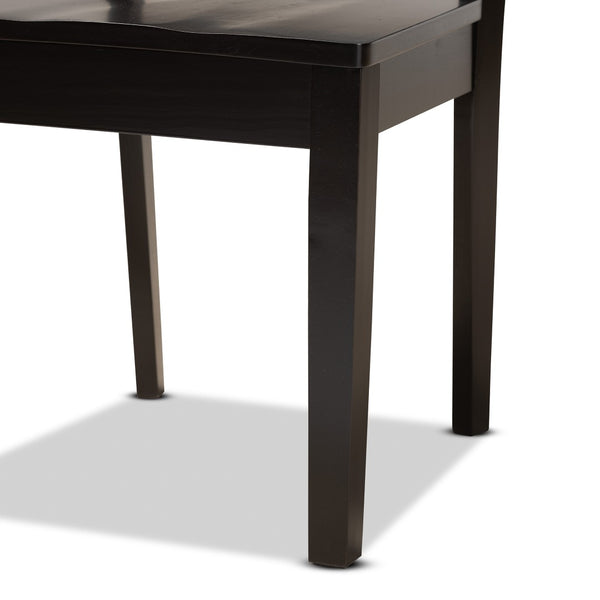Baxton Studio Baxton Rava Modern 5-Piece Dining Set – Dark Brown Wood, Stylish & Comfortable for Small Spaces Rava-Dark Brown-5PC Dining Set