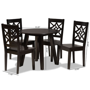 Baxton Studio Baxton Rava Modern 5-Piece Dining Set – Dark Brown Wood, Stylish & Comfortable for Small Spaces Rava-Dark Brown-5PC Dining Set