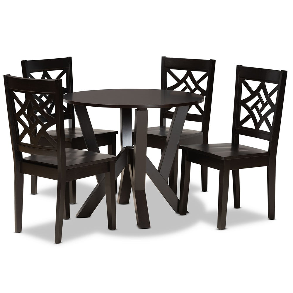 Baxton Studio Baxton Studio Kaila 5-Piece Modern Dining Set, Dark Brown Wood, Perfect for Small Spaces & Style Kaila-Dark Brown-5PC Dining Set