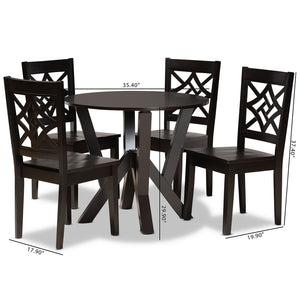 Baxton Studio Baxton Studio Kaila 5-Piece Modern Dining Set, Dark Brown Wood, Perfect for Small Spaces & Style Kaila-Dark Brown-5PC Dining Set