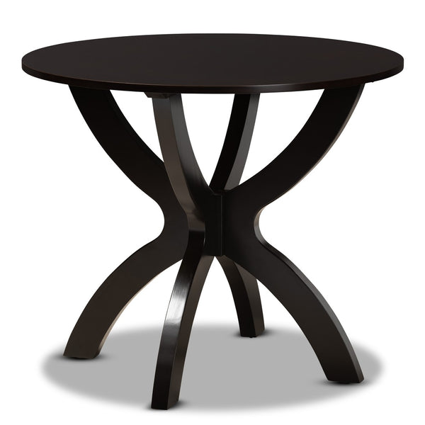 Baxton Studio Baxton Studio Elegant Dark Brown 5-Piece Dining Set with Modern Circular Table & Sculpted Chairs Anila-Dark Brown-5PC Dining Set