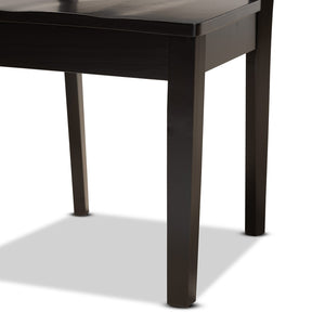 Baxton Studio Baxton Studio Elegant Dark Brown 5-Piece Dining Set with Modern Circular Table & Sculpted Chairs Anila-Dark Brown-5PC Dining Set