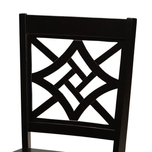 Baxton Studio Baxton Studio Nicolette Modern 2-Piece Dining Chair Set with Geometric Cut-Out Back for Comfort Dark RH340C-Dark Brown Wood Scoop Seat-DC-2PK