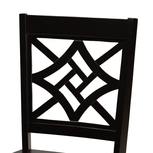 Baxton Studio Baxton Studio Nicolette Modern 2-Piece Dining Chair Set with Geometric Cut-Out Back for Comfort Dark RH340C-Dark Brown Wood Scoop Seat-DC-2PK