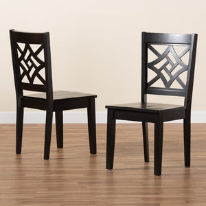 Baxton Studio Baxton Studio Nicolette Modern 2-Piece Dining Chair Set with Geometric Cut-Out Back for Comfort Dark RH340C-Dark Brown Wood Scoop Seat-DC-2PK