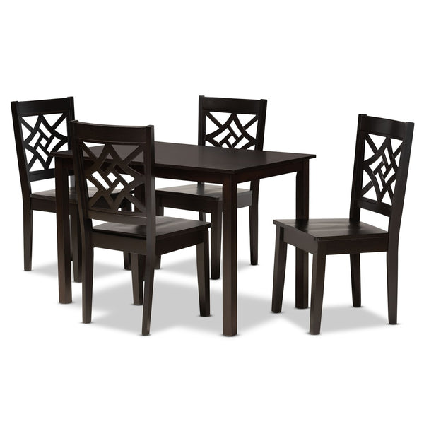 Baxton Studio Baxton Studio Modern 7-Piece Dining Set with Dark Brown Finish for Stylish and Comfortable Meals Nicolette Dark 5-Piece RH340C-Dark Brown-5PC Dining Set