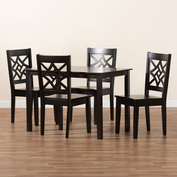 Baxton Studio Baxton Studio Modern 7-Piece Dining Set with Dark Brown Finish for Stylish and Comfortable Meals Nicolette Dark 5-Piece RH340C-Dark Brown-5PC Dining Set