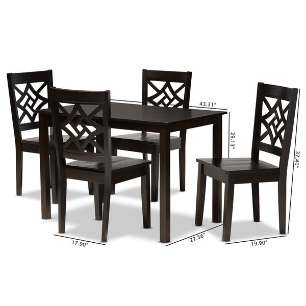 Baxton Studio Baxton Studio Modern 7-Piece Dining Set with Dark Brown Finish for Stylish and Comfortable Meals Nicolette Dark 5-Piece RH340C-Dark Brown-5PC Dining Set