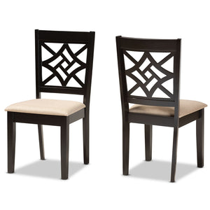 Baxton Studio Baxton Nicolette Modern Dining Chair Set - 2-Piece Upholstered Comfort with Dark Brown Wood Finish RH340C-Sand/Dark Brown-DC-2PK