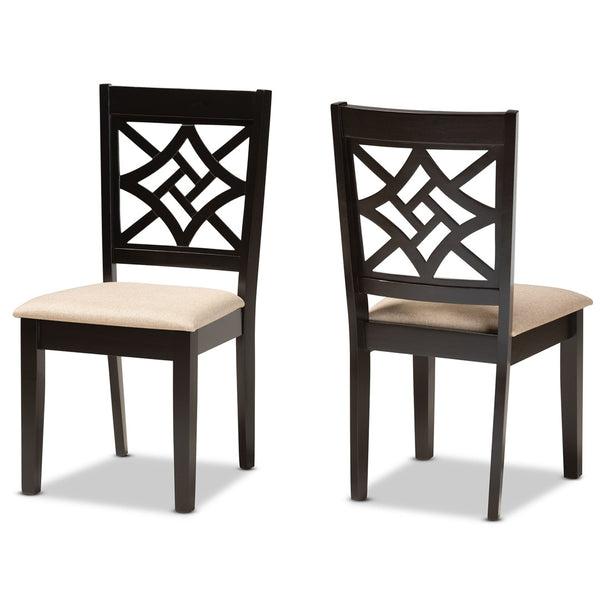 Baxton Studio Baxton Nicolette Modern Dining Chair Set - 2-Piece Upholstered Comfort with Dark Brown Wood Finish RH340C-Sand/Dark Brown-DC-2PK