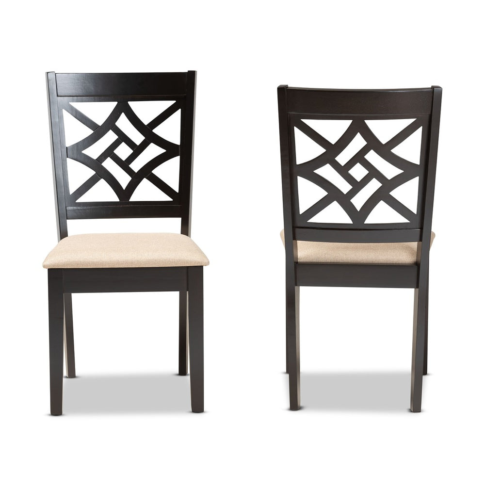 Baxton Studio Baxton Nicolette Modern Dining Chair Set - 2-Piece Upholstered Comfort with Dark Brown Wood Finish RH340C-Sand/Dark Brown-DC-2PK