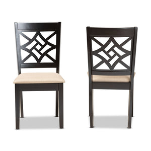 Baxton Studio Baxton Nicolette Modern Dining Chair Set - 2-Piece Upholstered Comfort with Dark Brown Wood Finish RH340C-Sand/Dark Brown-DC-2PK