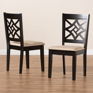 Baxton Studio Baxton Nicolette Modern Dining Chair Set - 2-Piece Upholstered Comfort with Dark Brown Wood Finish RH340C-Sand/Dark Brown-DC-2PK