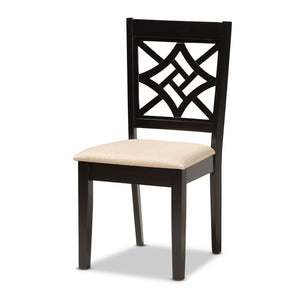 Baxton Studio Baxton Nicolette 5-Piece Modern Dining Set with Sand Upholstery & Dark Brown Wood Finish for Elegance RH340C-Sand/Dark Brown-5PC Dining Set