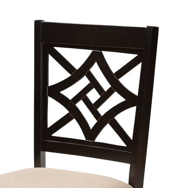 Baxton Studio Baxton Nicolette 5-Piece Modern Dining Set with Sand Upholstery & Dark Brown Wood Finish for Elegance RH340C-Sand/Dark Brown-5PC Dining Set