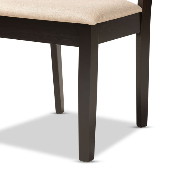 Baxton Studio Baxton Nicolette 5-Piece Modern Dining Set with Sand Upholstery & Dark Brown Wood Finish for Elegance RH340C-Sand/Dark Brown-5PC Dining Set