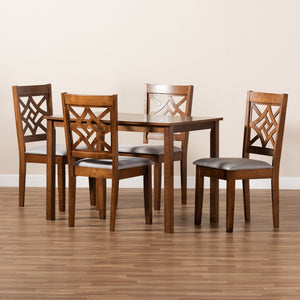 Baxton Studio Baxton Studio Nicolette 5-Piece Modern Dining Set in Grey Fabric & Walnut Wood - Stylish Comfort! RH340C-Grey/Walnut-5PC Dining Set